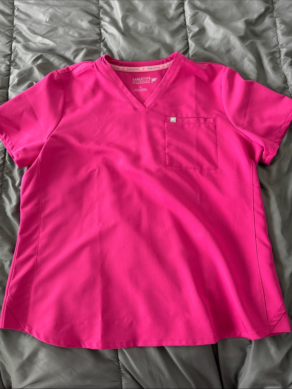 Fabletics Women's V-Neck Scrub Top in Hot Pink